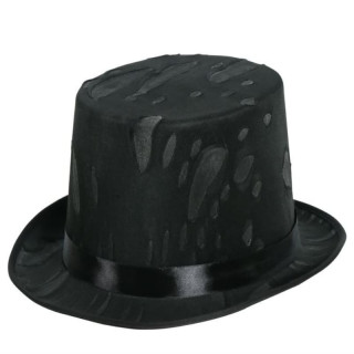 Chapeau haut de forme toile grise - Accessoire de déguisement