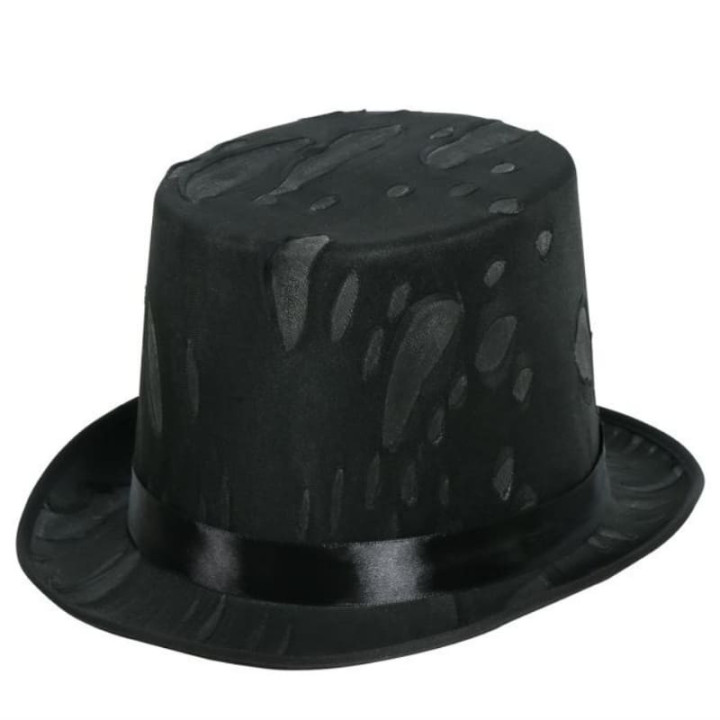 Chapeau haut de forme toile grise - Accessoire de déguisement