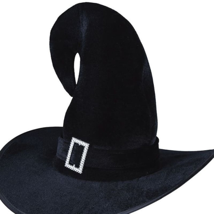 Chapeau sorcière noir bout retroussé - Accessoire déguisement Halloween