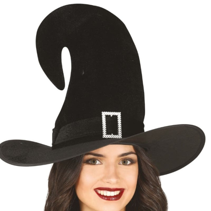 Chapeau sorcière noir bout retroussé - Accessoire déguisement Halloween