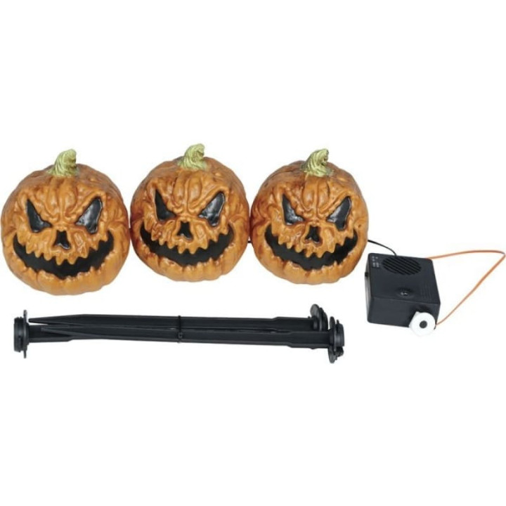 Citrouilles sur pic 13 cm x3 animées - Décoration Halloween extérieur