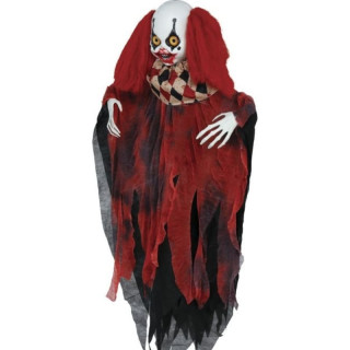 Clown yeux jaunes 98 cm - Décoration Halloween à suspendre