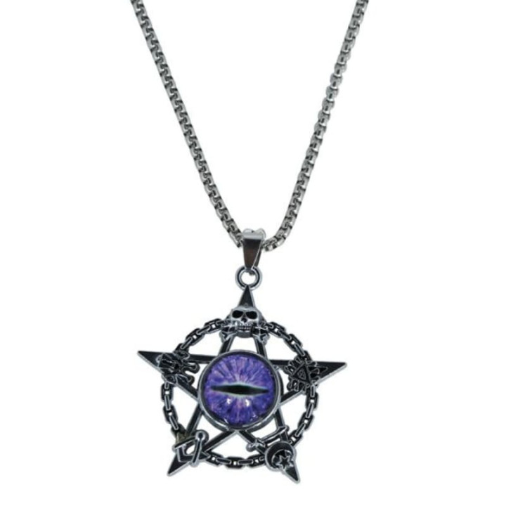 Collier œil de démon violet - Accessoire déguisement Halloween