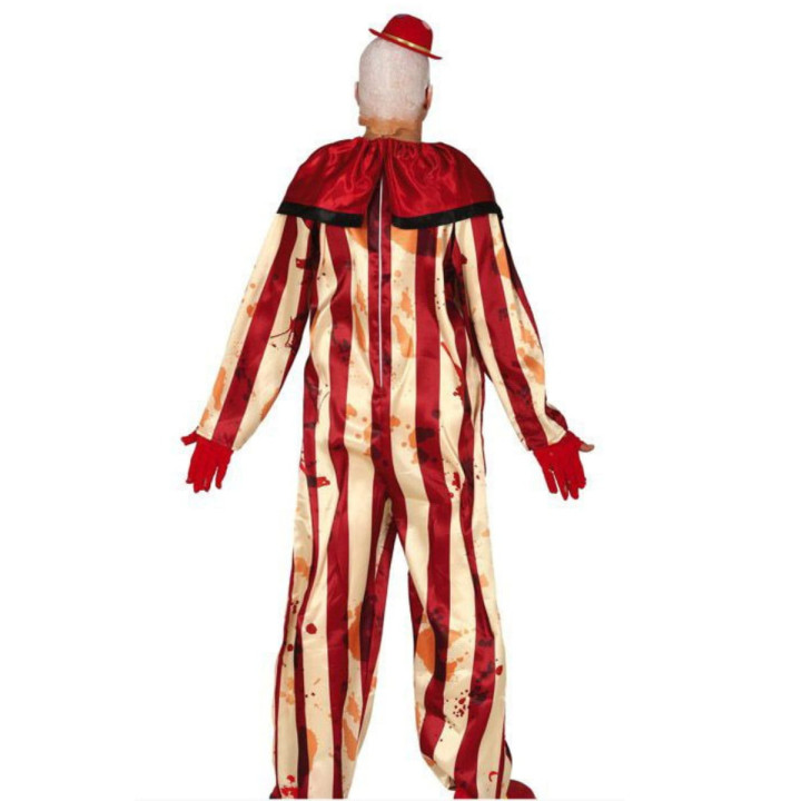 Costume clown rayé rouge et beige - Déguisement Halloween garçon