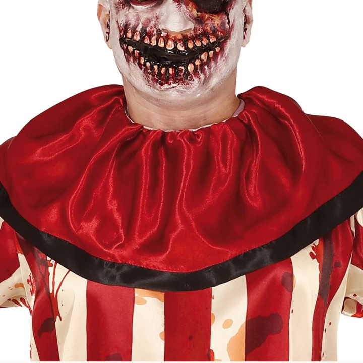 Costume clown rayé rouge et beige - Déguisement Halloween garçon