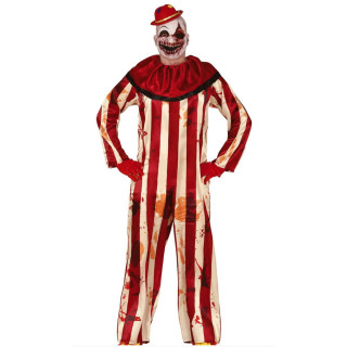 Costume clown rayé rouge et beige - Déguisement Halloween garçon