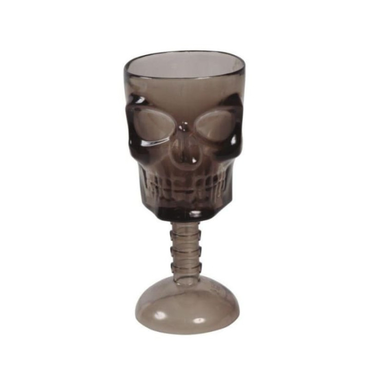 Coupe tête de mort noire 18 cm - Décoration de table Halloween