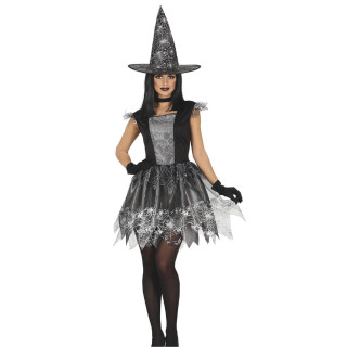 Costume sorcière noir et argent femme XL - Déguisement Halloween