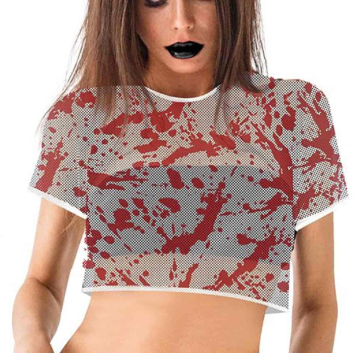 Top résille ensanglanté femme - Déguisement Halloween