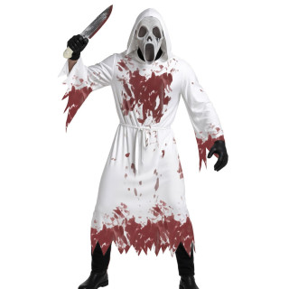 Costume fantôme blanc ensanglanté homme L - Déguisement Halloween