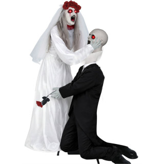 Couple de mariés tête arrachée 165 cm animé - Décoration Halloween