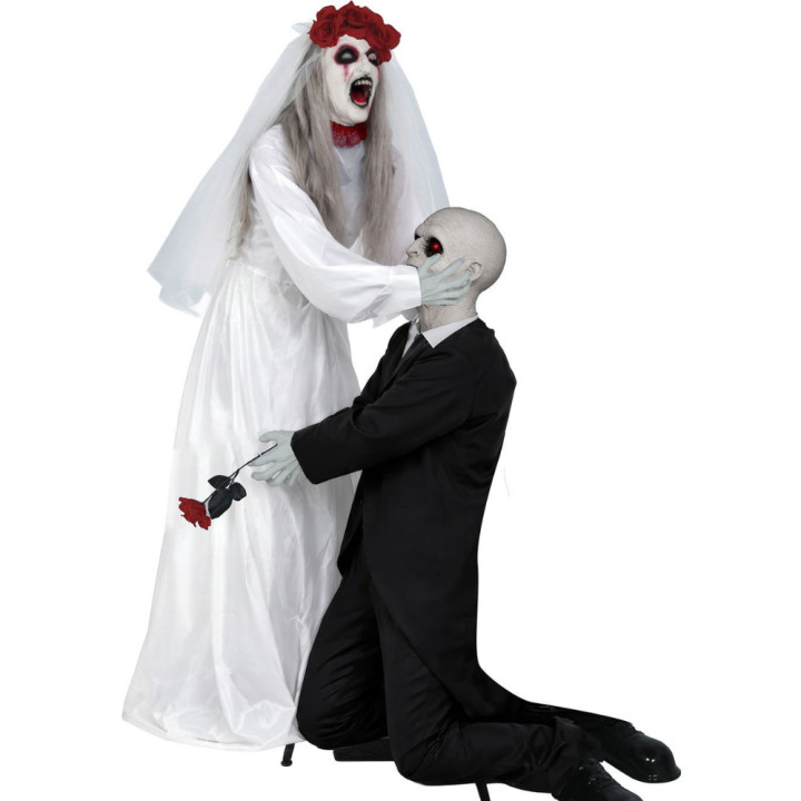 Couple de mariés tête arrachée 165 cm animé - Décoration Halloween
