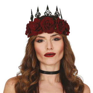 Couronne reine fleurs rouges - Accessoire déguisement Halloween