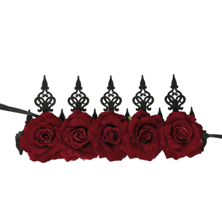 Couronne reine fleurs rouges - Accessoire déguisement Halloween