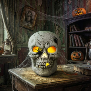 Crâne araignées 35 cm lumineux - Décoration Halloween