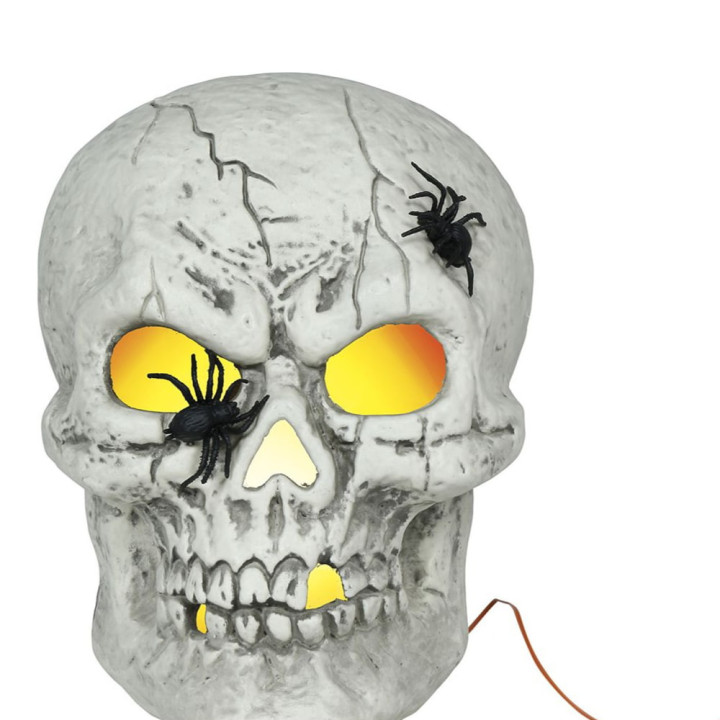 Crâne araignées 35 cm lumineux - Décoration Halloween