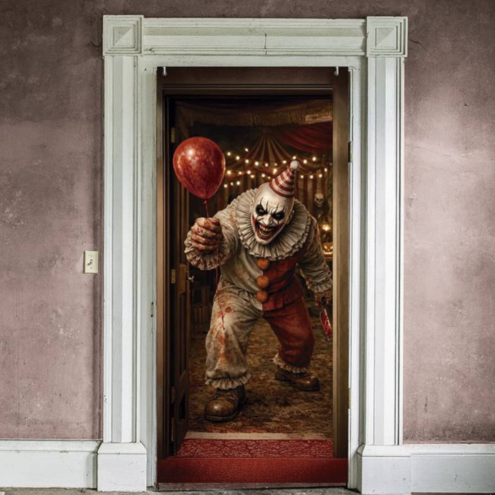 Décoration de porte clown 80 x 180 cm - Décoration Halloween