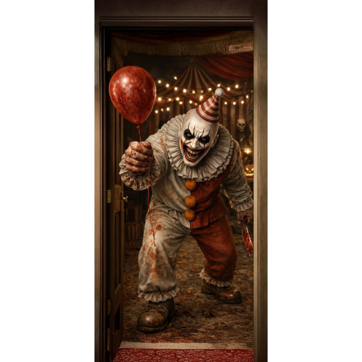 Décoration de porte clown 80 x 180 cm - Décoration Halloween