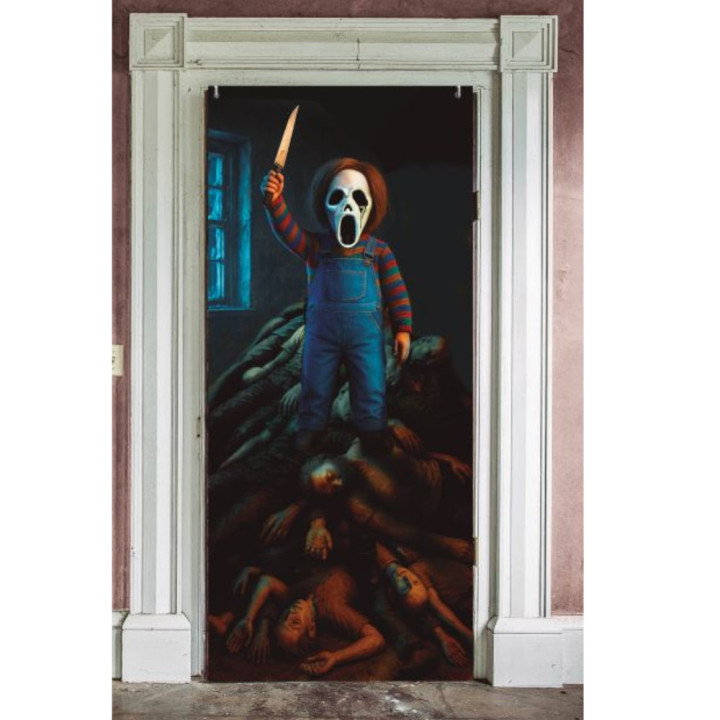 Décoration de porte psychiatrique 80 x 180 cm - Décoration Halloween