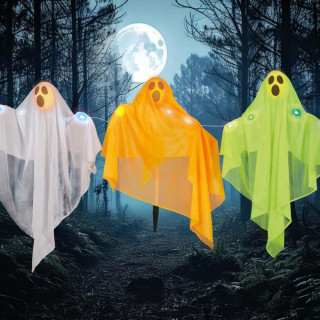 Fantômes sur pic 90 cm x3 lumineux - Décoration Halloween extérieur