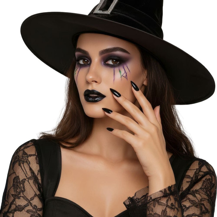 Faux ongles noirs x12 - Accessoire déguisement Halloween