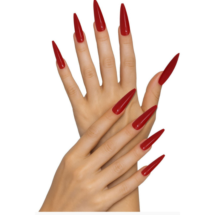 Faux ongles rouges x12 - Accessoire déguisement Halloween