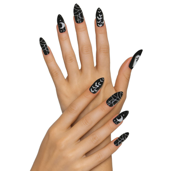 Faux ongles vampire x12 avec colle - Accessoire déguisement Halloween