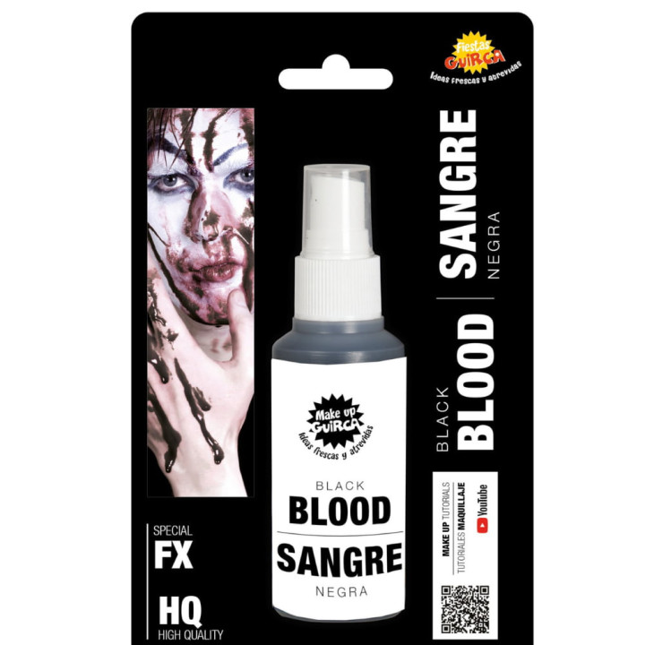 Spray faux sang noir 60 ml - Accessoire maquillage Halloween