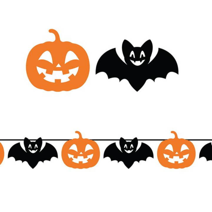Guirlande papier chauve-souris et citrouille 3 m - Décoration Halloween