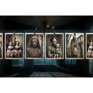 Guirlande papier photos lugubres 3 m - Décoration Halloween