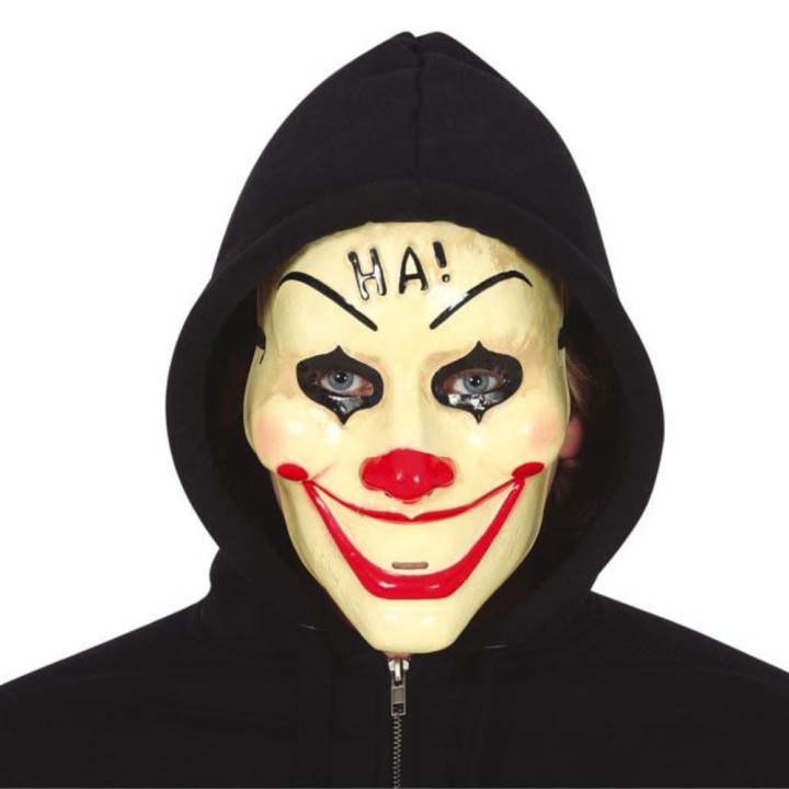 Masque rigide clown « Ha ! » - Accessoire déguisement Halloween