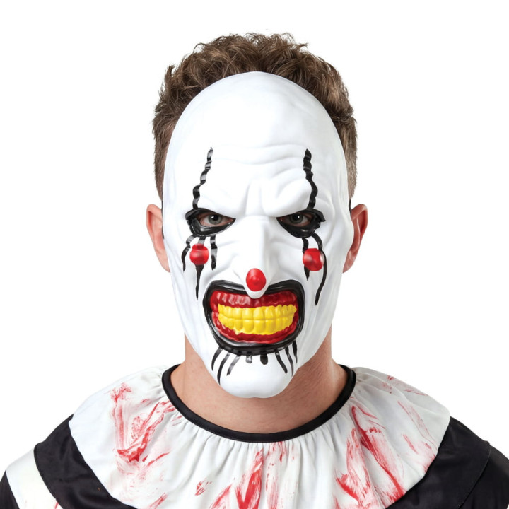 Masque rigide clown tueur noir et blanc - Accessoire déguisement Halloween