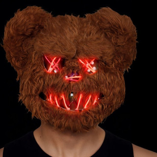 Masque rigide killer ours marron lumineux - Accessoire déguisement Halloween