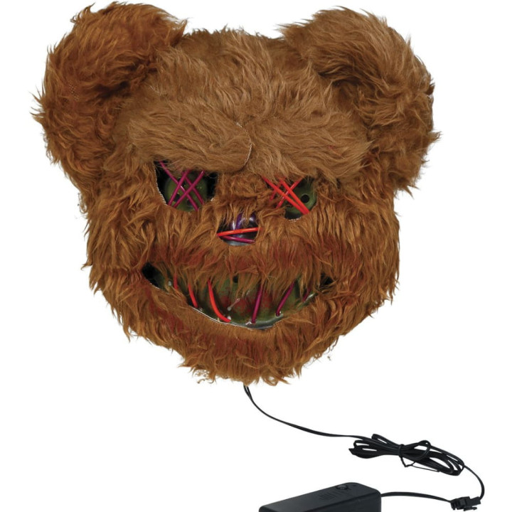 Masque rigide killer ours marron lumineux - Accessoire déguisement Halloween