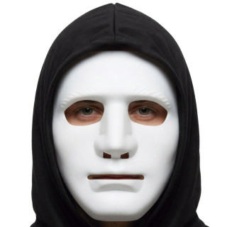 Masque rigide visage carré blanc - Accessoire déguisement Halloween