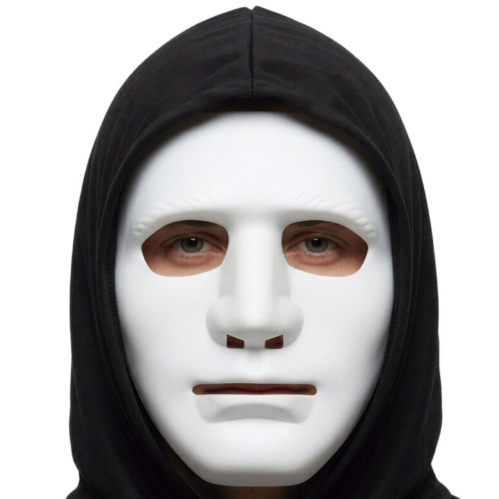 Masque rigide visage carré blanc - Accessoire déguisement Halloween