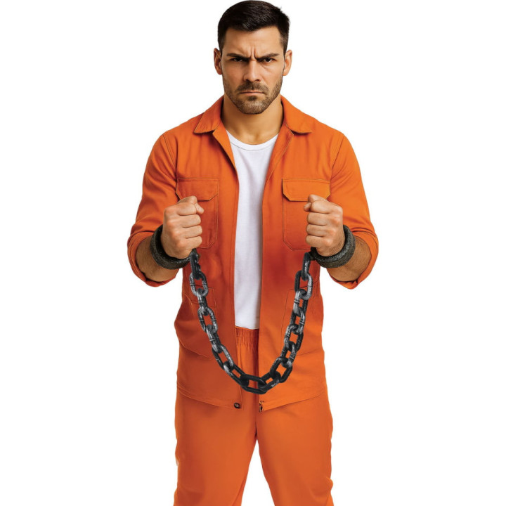 Menottes et chaîne 95 cm - Accessoire déguisement Halloween