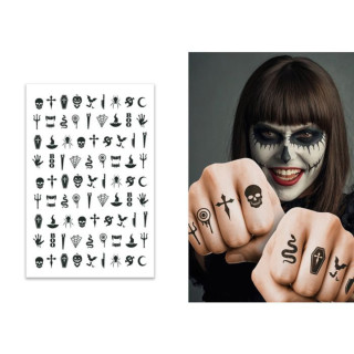 Mini tatouages gothiques noirs - Accessoire déguisement Halloween