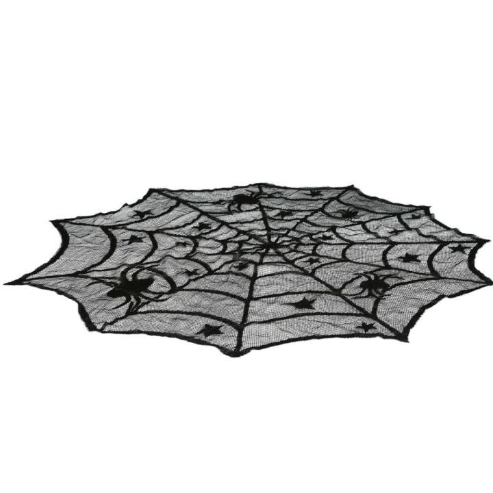 Nappe ronde dentelle toile d'araignée 1 m - Décoration de table Halloween