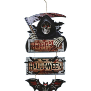 Panneau bois faucheuse 3 pièces 60 cm - Décoration Halloween