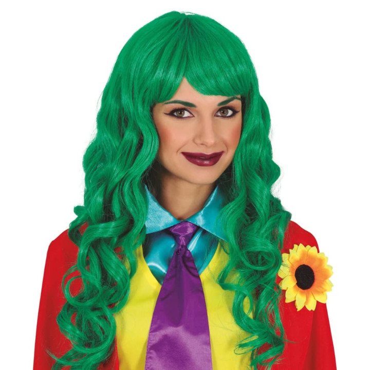 Perruque femme Joker verte - Accessoire déguisement Halloween