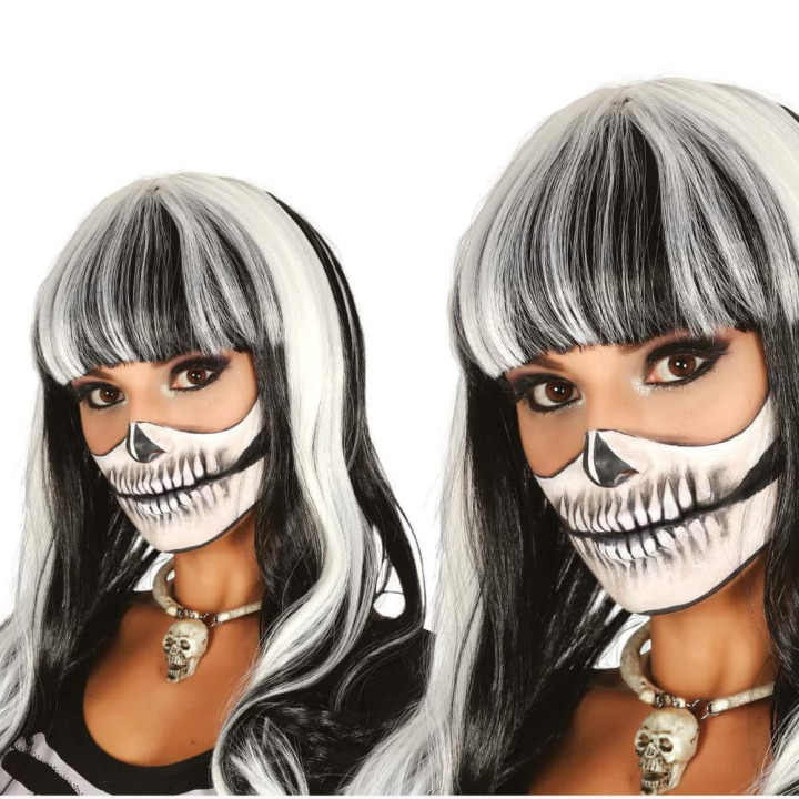 Perruque sorcière noire et blanche - Accessoire déguisement Halloween