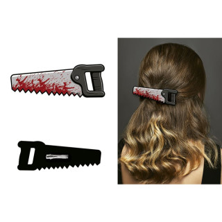 Pince à cheveux scie ensanglantée - Accessoire déguisement Halloween