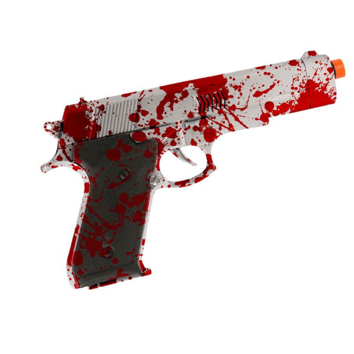Pistolet avec sang 24 cm - Accessoire déguisement Halloween