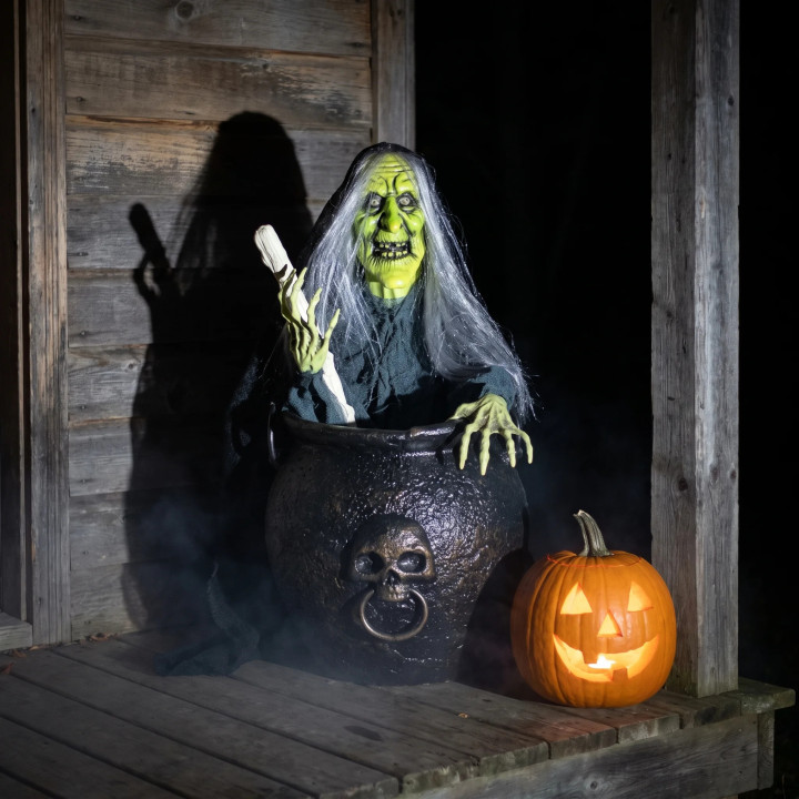 Sorcière avec chaudron - Décoration - Halloween