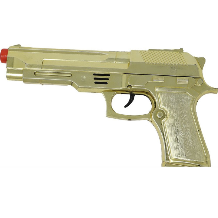 Pistolet or métal 22 cm - Accessoire déguisement Halloween