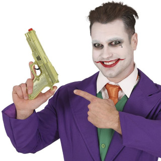 Pistolet or métal 22 cm - Accessoire déguisement Halloween