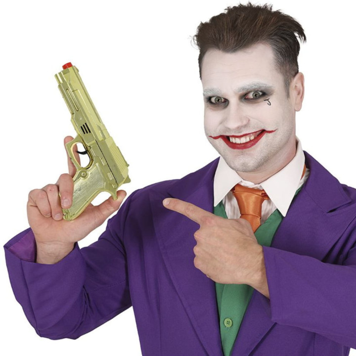 Pistolet or métal 22 cm - Accessoire déguisement Halloween