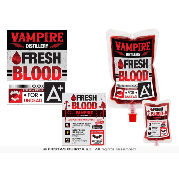 Poche de sang 200 ml à remplir - Accessoire déguisement Halloween