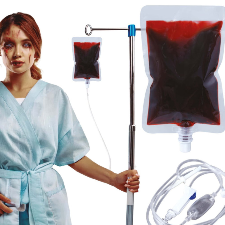 Poche de sang 200 ml avec perfusion - Accessoire déguisement Halloween